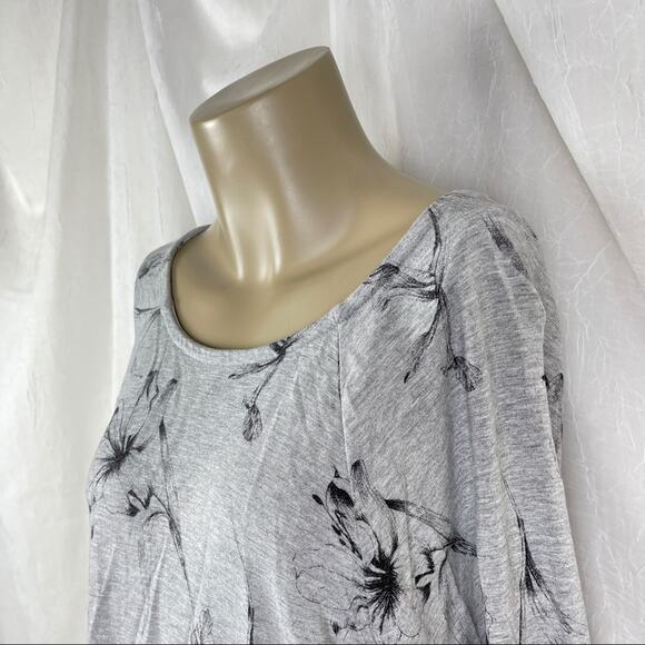 🫶🏼 Heather Grey Floral Print Slouchy Dolman Sleeve Stretch Shirt Forever 21 XS - Picture 6 of 16